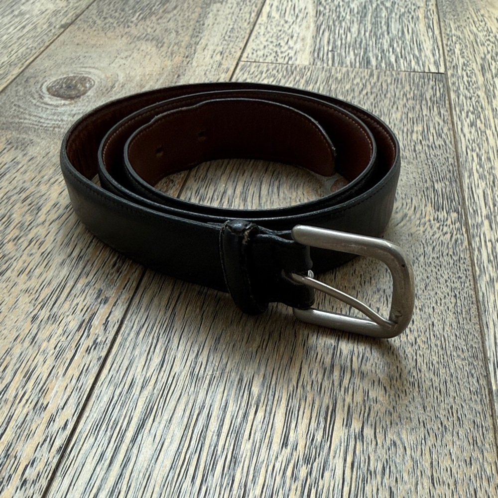 Hickey Freeman Men's Black Leather Belt